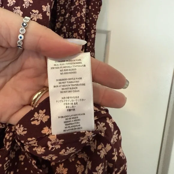 ByTimo Georgette Mini Dress NEW Burgundy Floral Print Women's Size Medium Flowy - Picture 7 of 7